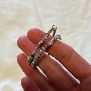 Light Blue Jeweled Hoop Earrings